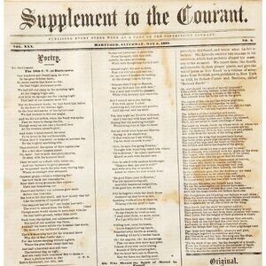 1865 Lincoln Assassination Memorial Poem Connecticut Courant Civil War Page